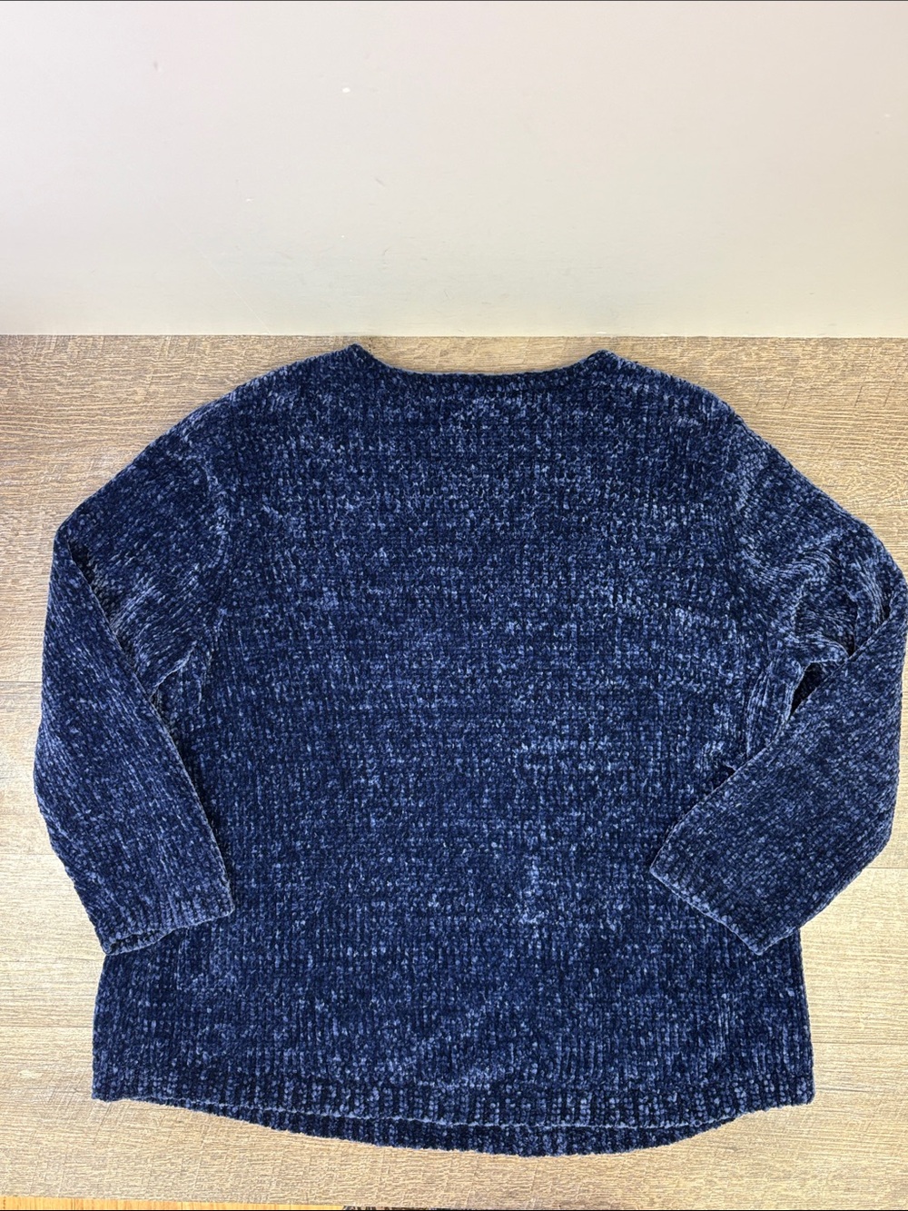 J. Jill Chenille Navy Blue Sweater & Matching Neck Roll Petite Large LP - Picture 3 of 9
